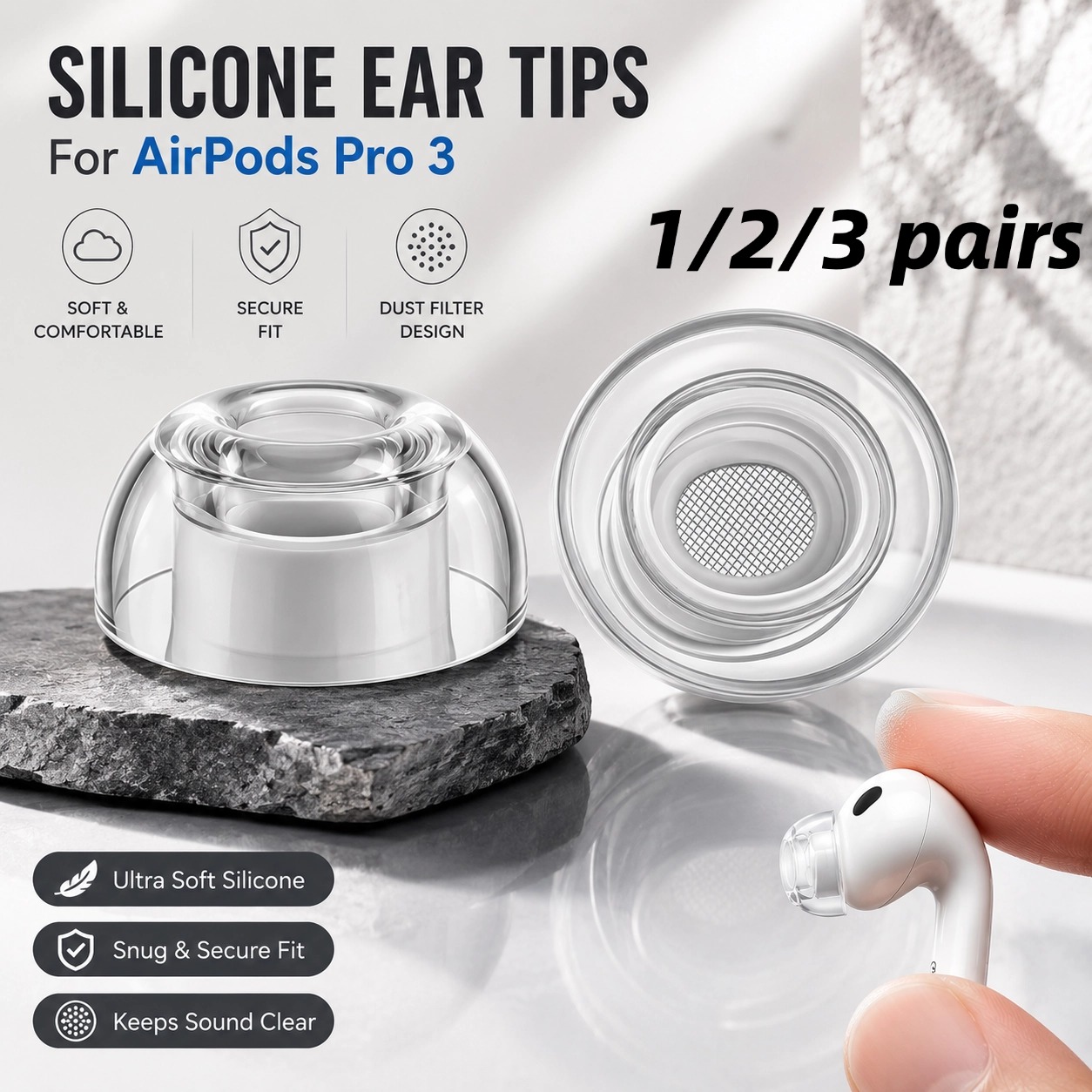 1/2/3 Pasang Ujung Telinga Sil - Silicone Ear Tip Replacement ulasan dan harga